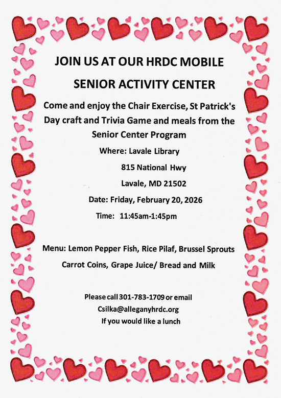 February 20, 2026 LaVale Mobile Senior Activity Center Informational Flyer