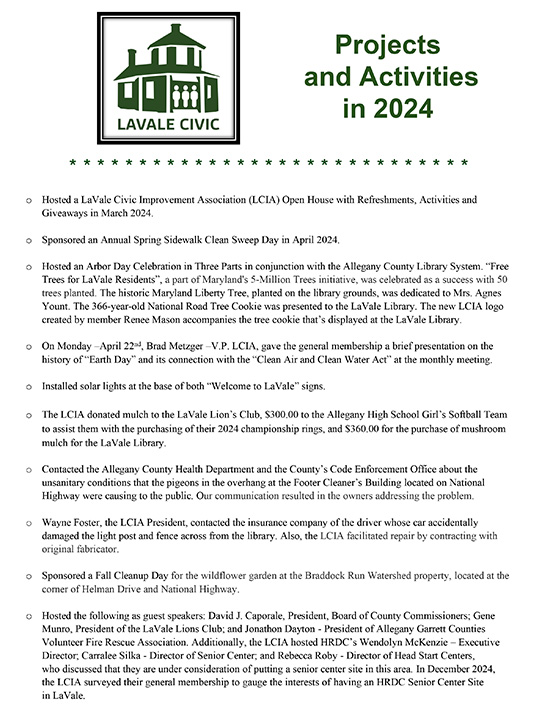 List of LCIA's Projects and Activities in 2024 - Click to open full document in PDF format.